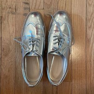 Silver platform zara sneakers